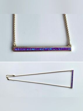 Kendra Scott Kelsey purple Kyocera opal bar necklace